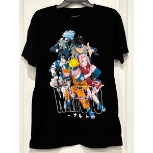Naruto Shippuden Anime Graphic T Shirt Black Mens Size Medium 2002 Viz Media